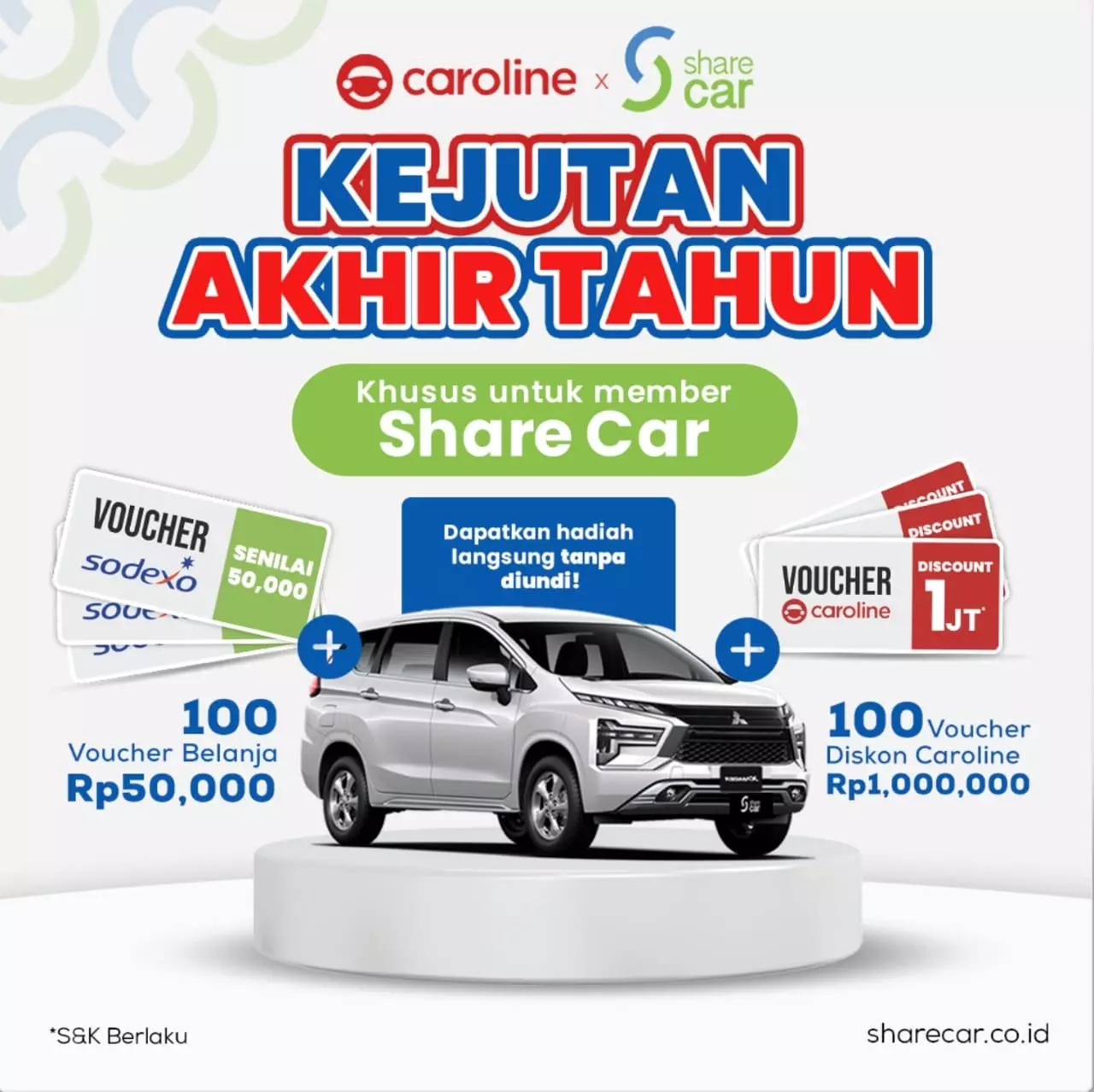 Promo Caroline x Share Car: Bagi Voucher Diskon Beli Mobil Rp 1 Juta!
