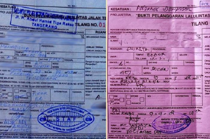 Apa Perbedaan Slip Tilang Merah dan Biru?